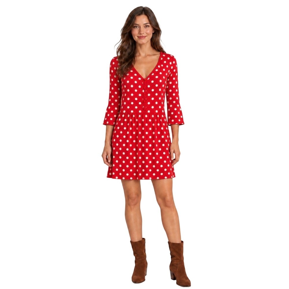 NWOT Boden Red White Sunburst Polka Dot Fit & Flare Mini Dress Size US 4 JO418